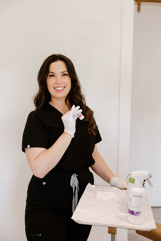 Single vial of Sculptra prepared for a collagen stimulation session
